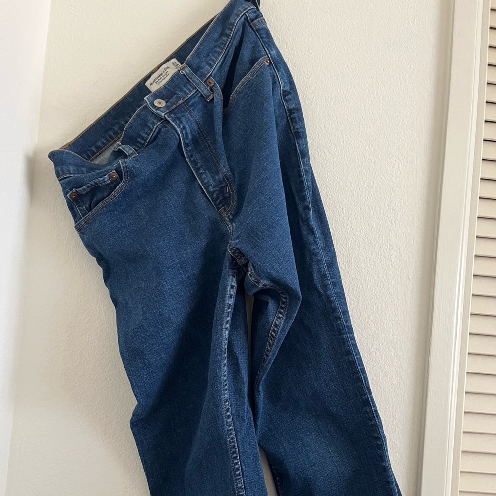Abercrombie & Fitch Dark Blue Straight Leg Ankle Jeans